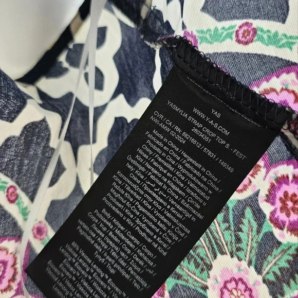 Y.A.S Top Yasmylia Crop Back Tie Spagetti Straps Viscose size L - Picture 6 of 9